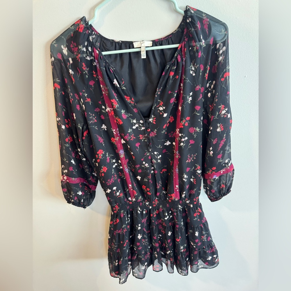 Joie Floral Black and Red Dress